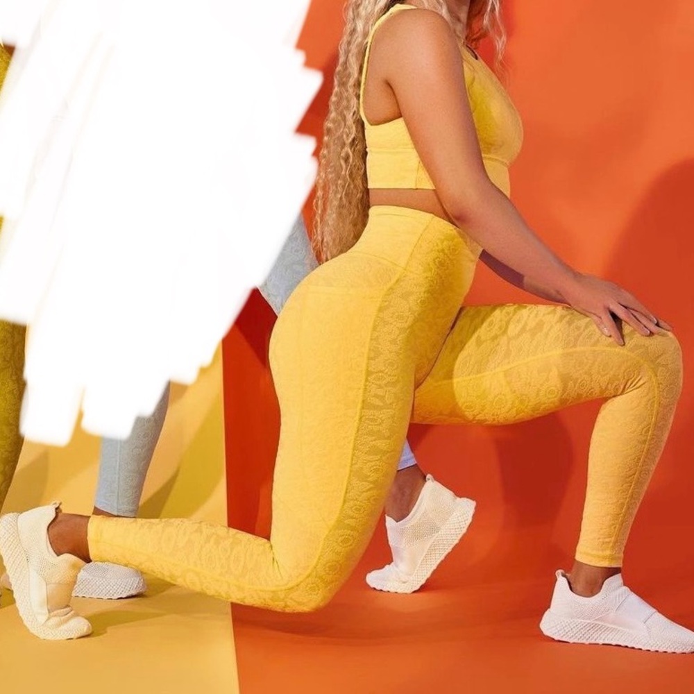 Buffbunny Flower Power Legging - Farrah Yellow - Small
